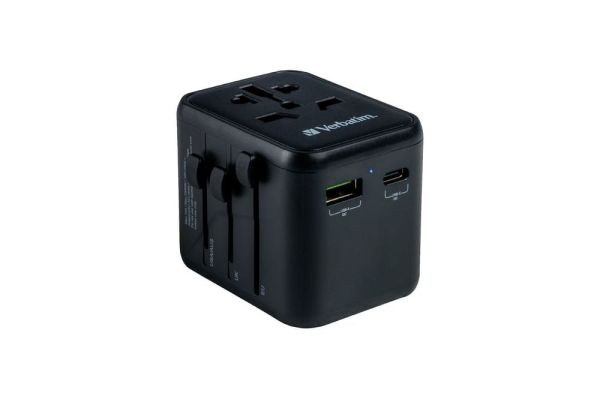 VERBATIM 49544 - UTA-02 UNIVERSAL TRAVEL ADAPTER PD20W / QC / 1xUSB / 1xType-C
