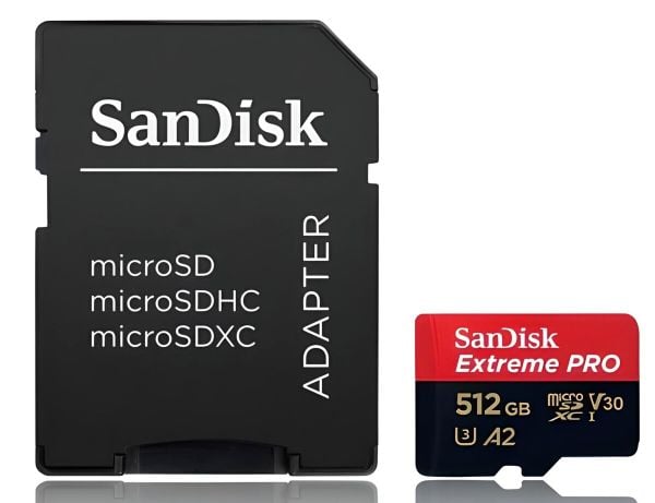 SanDisk 512GB V30  MicroSDXC Extreme Pro UHS-I A2  Adaptörlü Hafıza Kartı 200/140MB/s