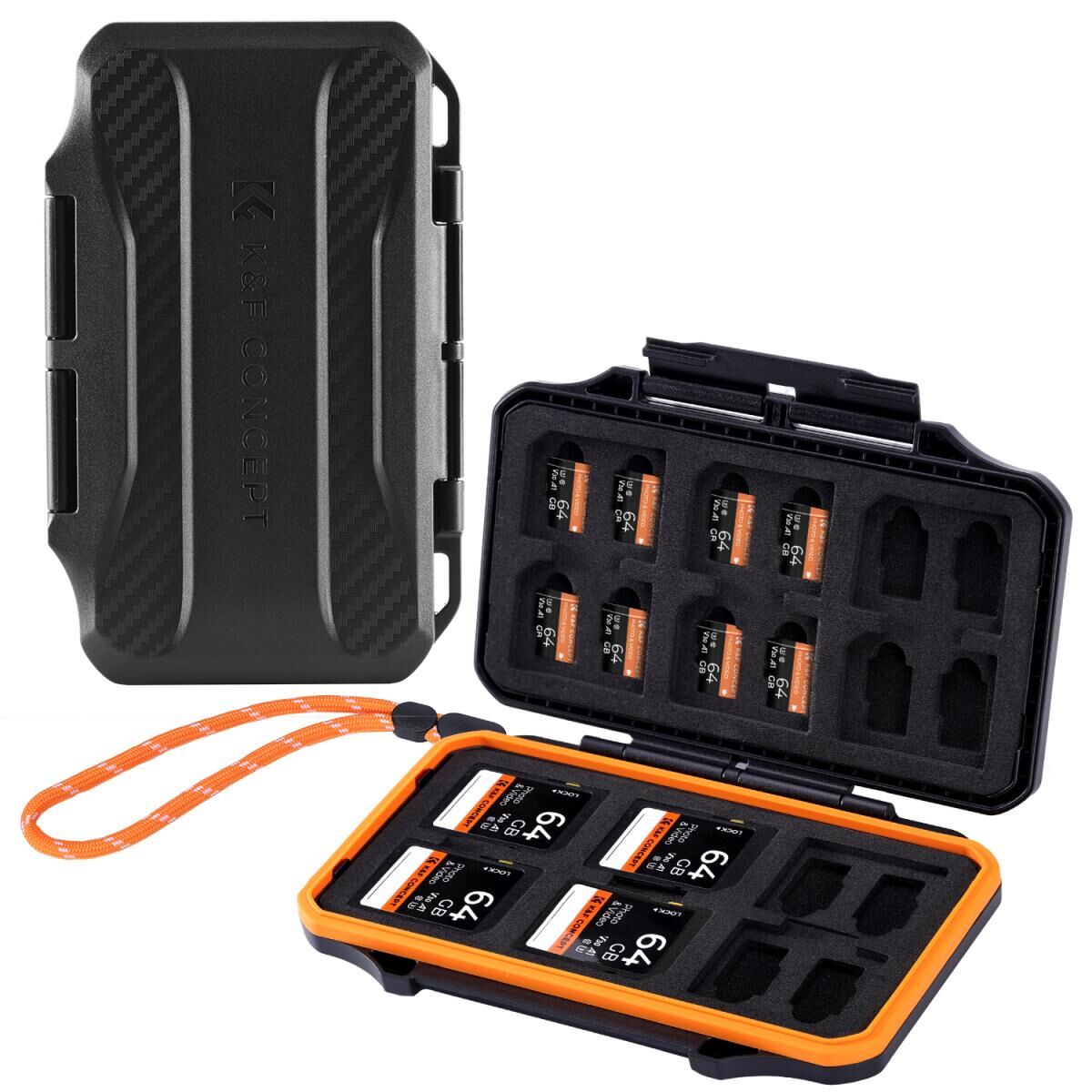K&F Concept KF31.106 36 Yuvalı SD ve  Micro SD Hafıza Kartı Kılıfı Suya ve Darbeye Dayanıklı  24 Micro SD ve 12 SD Kart için