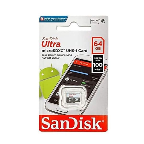 SanDisk 64GB V10 Ultra MicroSDXC  100MB/s UHS-I Hafıza Kartı