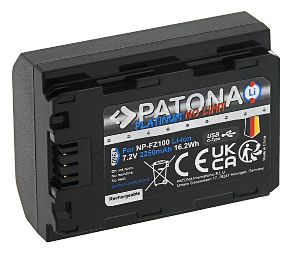Patona 1360 Platinum Batarya Sony NP-FZ100 with USB-C