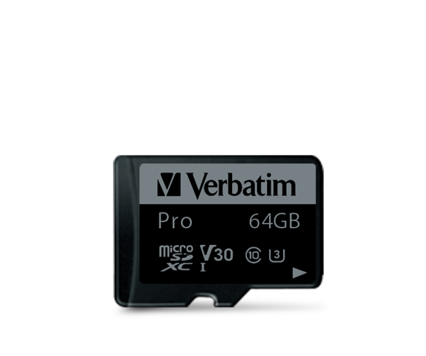 VERBATIM 47042 - 64GB PRO U3 MICRO SDXC CLASS 10 UHS-I (MIC ADAPTOR) (90MB/sn. - 45MB/sn.)