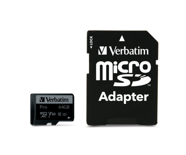 VERBATIM 47042 - 64GB PRO U3 MICRO SDXC CLASS 10 UHS-I (MIC ADAPTOR) (90MB/sn. - 45MB/sn.)