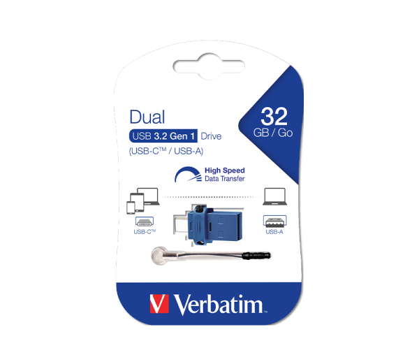 VERBATIM 49966 - 32GB DUAL USB 3.2 GEN 1 USB-C/USB-A DRIVE