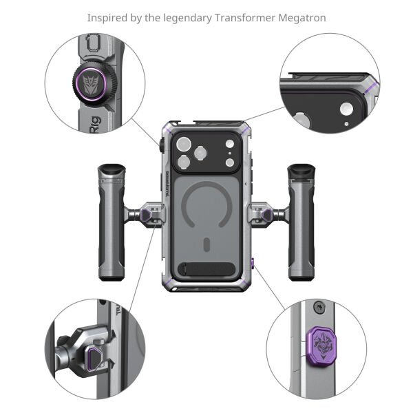 SmallRig 5584 Megatron Edition iPhone 17 Pro Max  için Çift El Tipi Mobil Cihaz Kiti