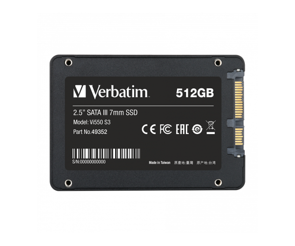 VERBATIM 49352 - 512GB VI550 S3 2.5'' SATA SSD (Okuma 520MB/sn. - Yazma 500MB/sn.)