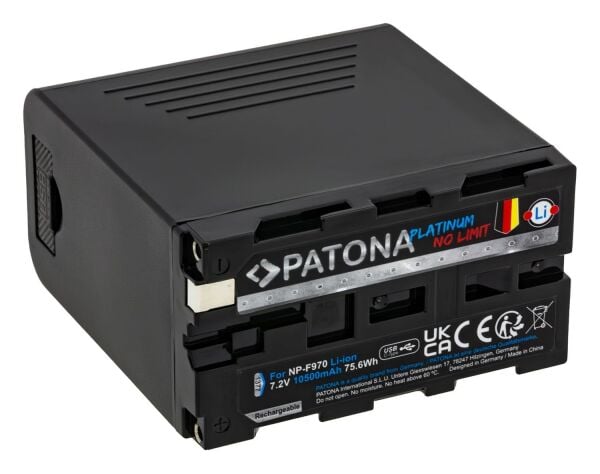 Patona 1377 Platinum Batarya Sony NP-F970 10500mAh USB-C PD20W