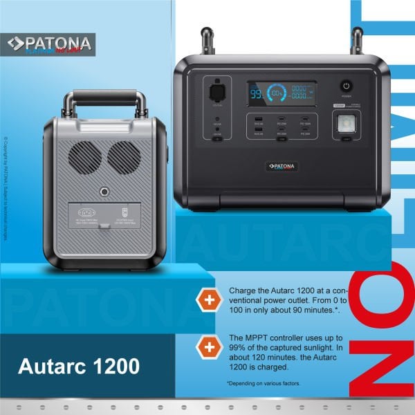 PATONA 9969 Platinum Taşınabilir Güç İstasyonu 1200 960Wh PD100W USB-C USB-A AC LED Işık LiFePO4