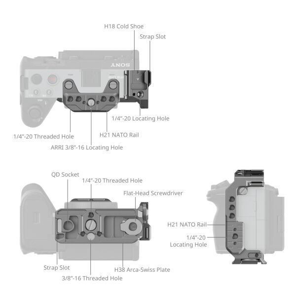 SmallRig 4772 Sony FX3 / FX3A / FX30 için  ''HawkLock'' Hızlı Çıkarma Yarım Kafesi