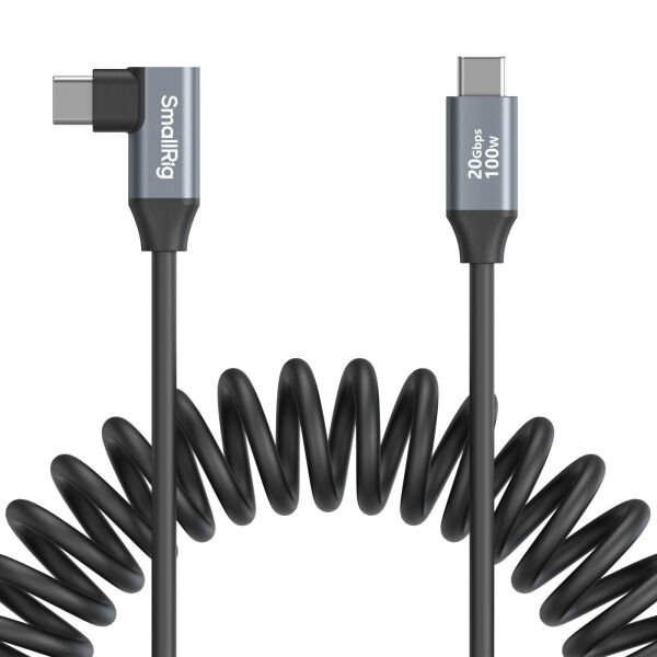 SmallRig 4792 USB-C (Düz) - USB-C (Açılı) Sarmal Veri Kablosu