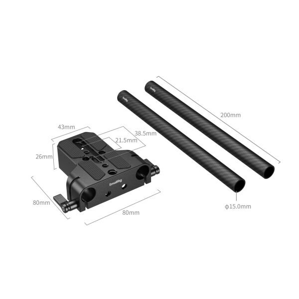 SmallRig 5609 Çift 15 mm Olta Kelepçeli Alt Montaj Plakası