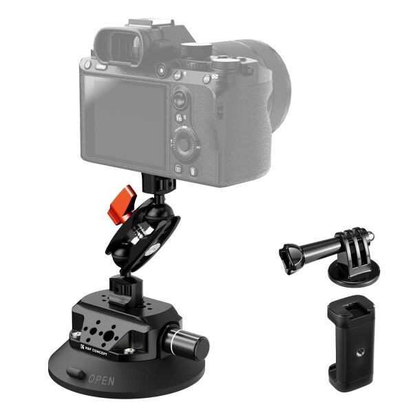 K&F Concept KF31.100 4,5'' Kamera Vantuzu  Sihirli Kol Cep Telefonu Kelepçesi ve GoPro Adaptör ile