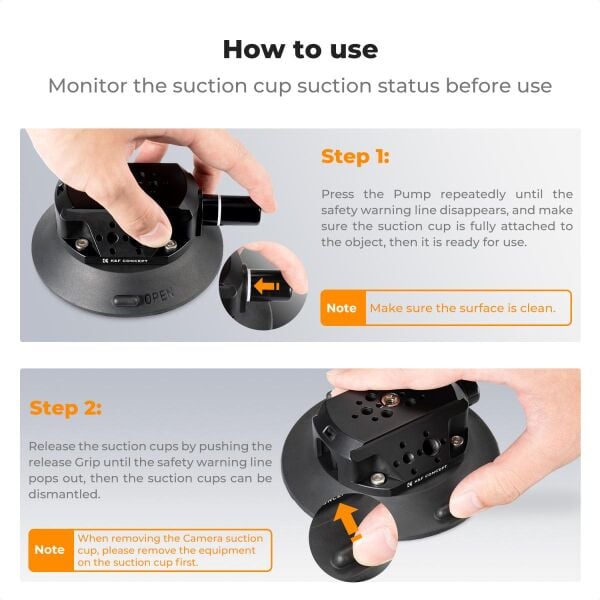 K&F Concept KF31.100 4,5'' Kamera Vantuzu  Sihirli Kol Cep Telefonu Kelepçesi ve GoPro Adaptör ile