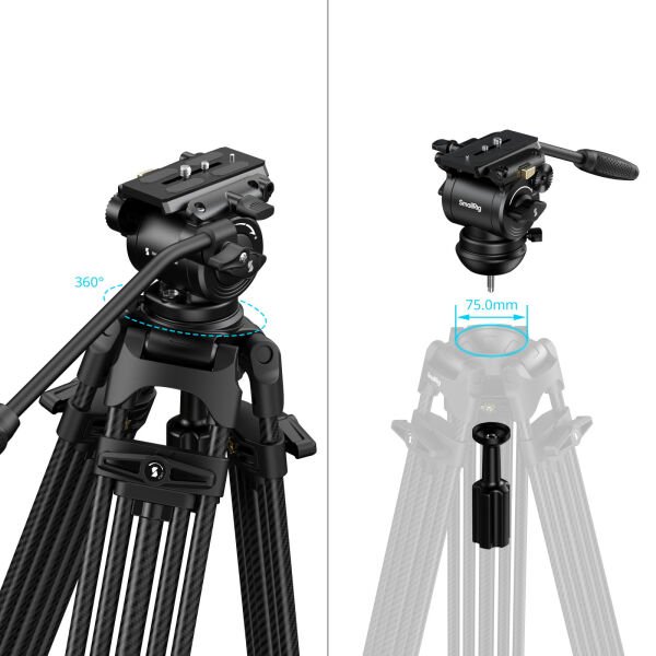 SmallRig 5443 FSD14 FreeSpeed ​​Ağır Hizmet Tipi Karbon Fiber Tripod