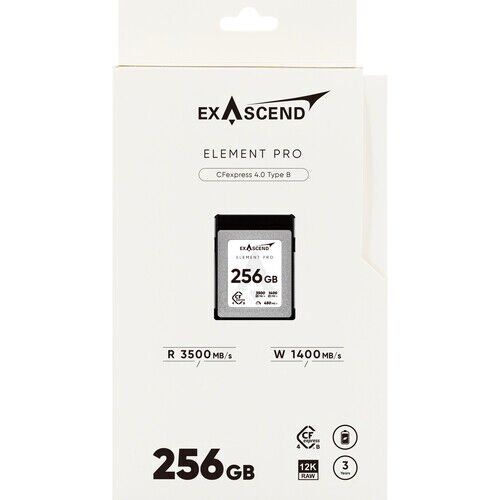 Exascend 256GB Element Pro CFexpress 4.0 Type B Hafıza Kartı 3500 Mb/S Okuma  - 1400 Mb/s Yazma Hızı