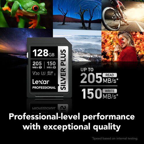 Lexar Professional 128GB 205 MB/s Silver Plus SD Hafıza Kartı