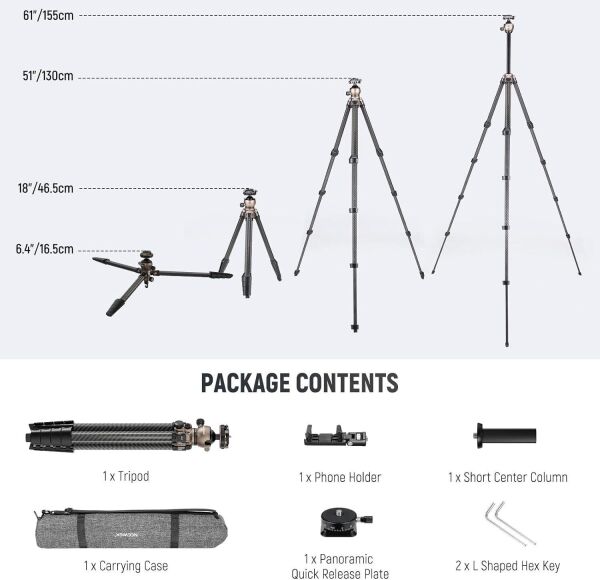 LITETRIP LT35 Karbon Fiber Tripod (49-155cm) 1,13kg