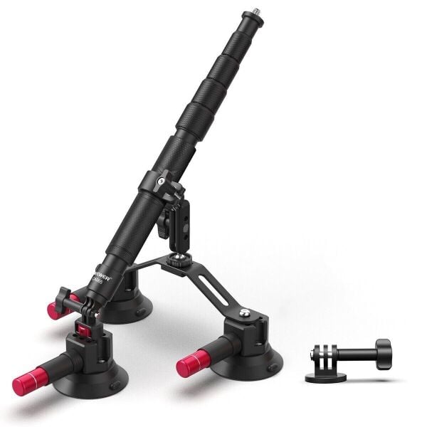 CA065 3 Vantuzlu Aksiyon Kamera Tutucu & Uzatma Kolu 110cm