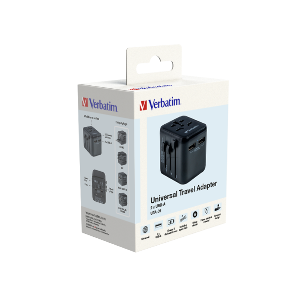 VERBATIM 49543 - UNO TRAVEL ADAPTER UTA-01 2XUSB