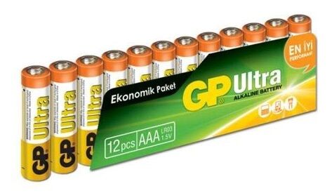 GP Ultra LR6 1.5 V AAA İnce Kalem Pil - 12′li Ekonomik Paket