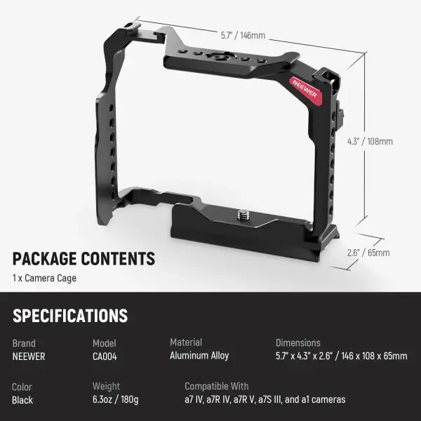 Neewer CA004 Sony A7 IV / A 7R V / A 7S III / A1 Uyumlu Kamera Kafesi
