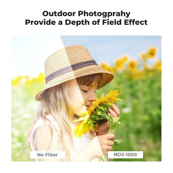 K&F 72mm Nano-D Serisi ND3-ND1000 Filtre (1.5-10 Stop)