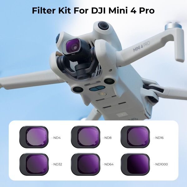K&F DJI Mini 4 Pro ND Filtre 6 Parça Set (ND4 + ND8 + ND16 + ND32 + ND64 + ND1000)