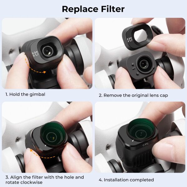 K&F DJI Mini 4 Pro ile Uyumlu CPL Filtre