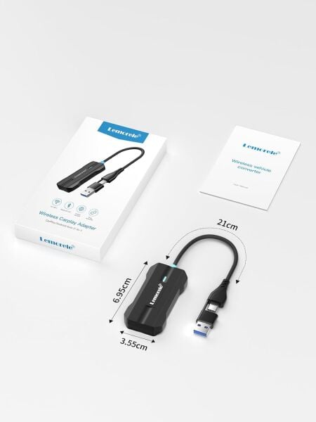 Lemorele P80 Kablosuz CarPlay  5,8 GHz Android Auto Kablosuz Adaptör