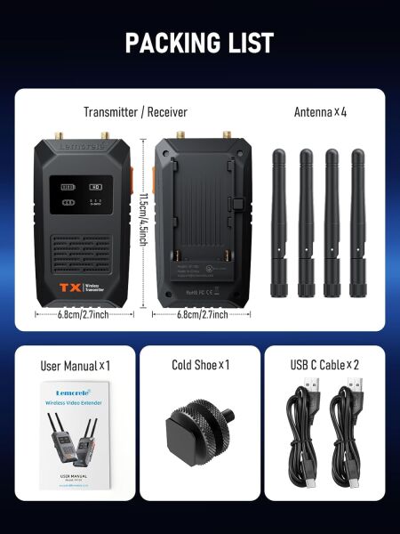 LEMORELE R1100 Ultra Kablosuz Video Görüntü Aktarıcı