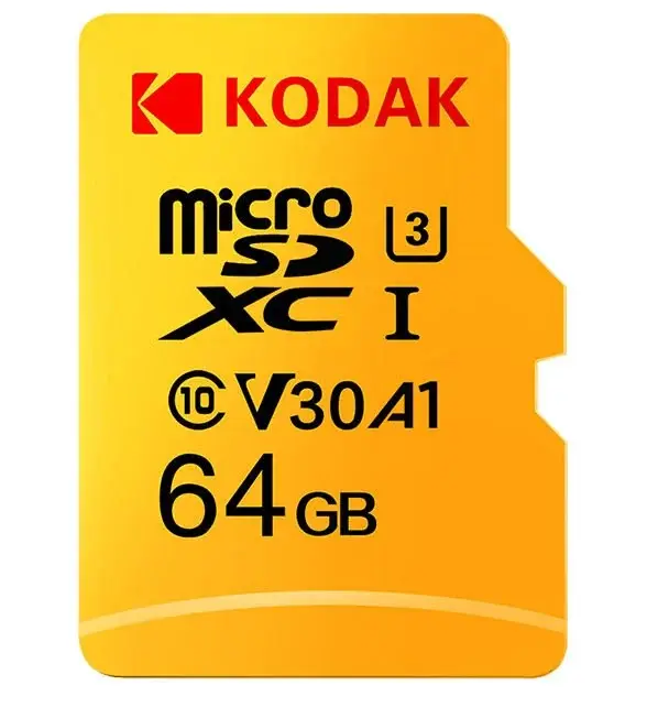 Kodak 64GB UHS-I U3/V30/A1 Yellow Micro SD + Adaptör