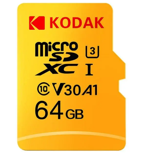 Kodak 64GB UHS-I U3/V30/A1 Yellow Micro SD + Adaptör