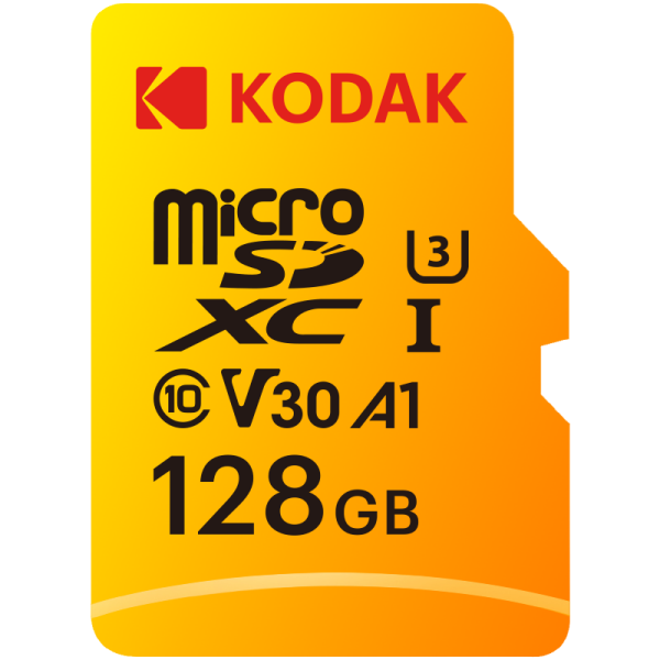 Kodak 128GB UHS-I U3/V30/A1 Yellow Micro SD + Adaptör