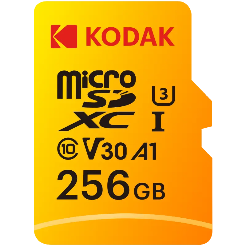 Kodak 256GB UHS-I U3/V30/A1 Yellow Micro SD + Adaptör
