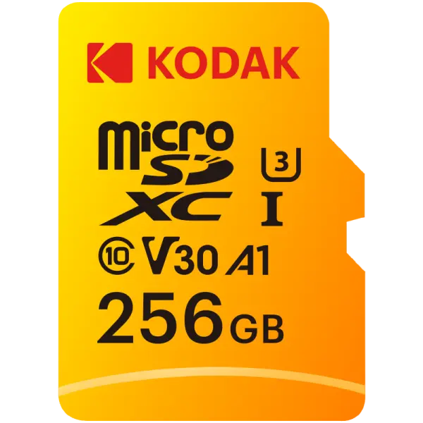 Kodak 256GB UHS-I U3/V30/A1 Yellow Micro SD + Adaptör