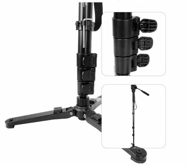 Kingjoy MP208F Monopod + VT-1510 Video Kamera Tripod Başliği + M3 360° Dönebilen Monopod Tabani