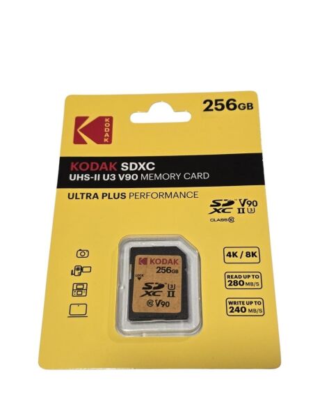 Kodak 256GB UHS-II U3 V90 SD Hafıza Kartı (280MB/s - 240MB/s)