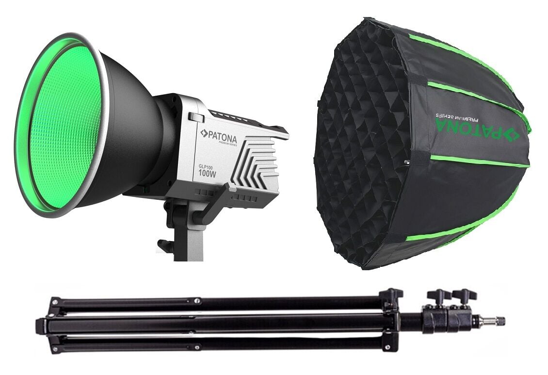 PATONA 4167 Premium GLP100 100W RGB Hızlı Kurulum  60cm Octagon Softbox  Cob Led-Stüdyo Işığı Tekli Kit