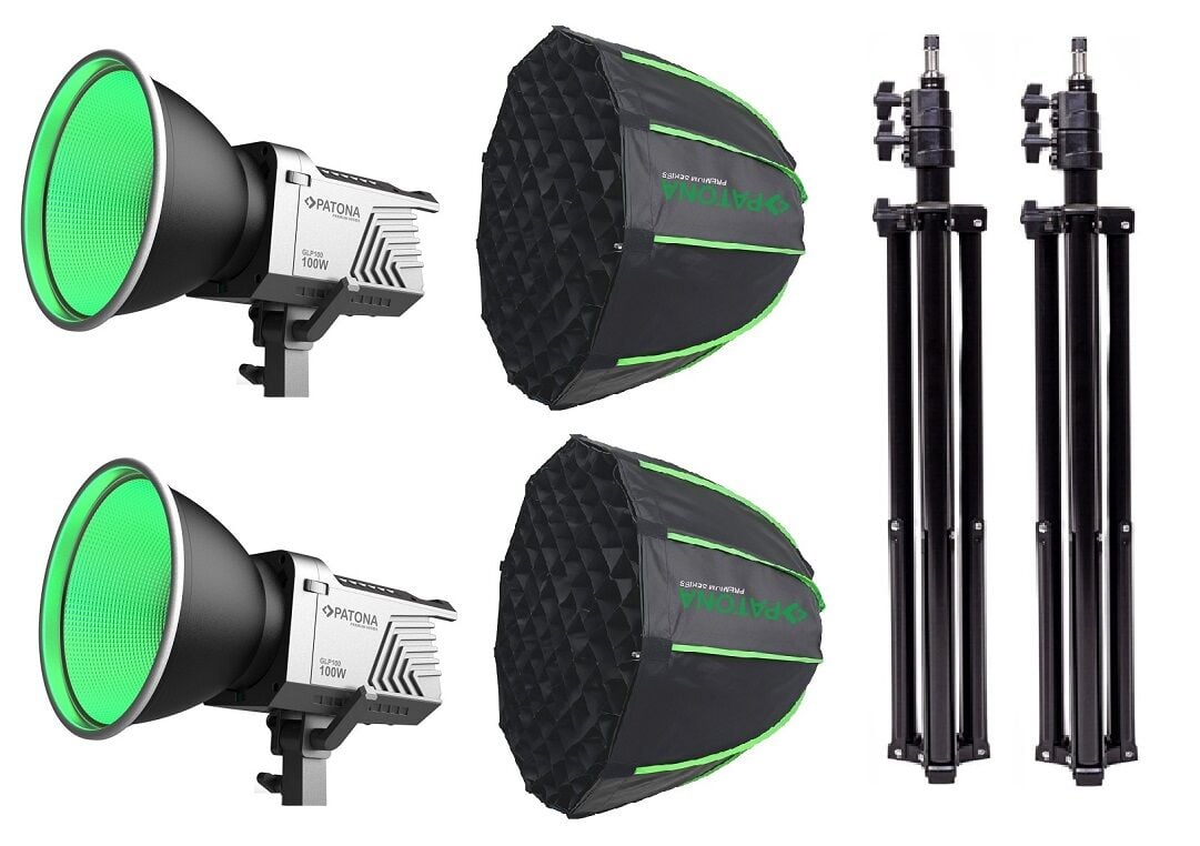 PATONA 4167 Premium GLP100 100W RGB Hızlı Kurulum  60cm Octagon Softbox  Cob Led-Stüdyo Işığı Çiftli Kit