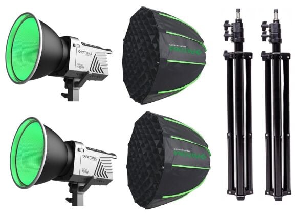 PATONA 4167 Premium GLP100 100W RGB Hızlı Kurulum  60cm Octagon Softbox  Cob Led-Stüdyo Işığı Çiftli Kit