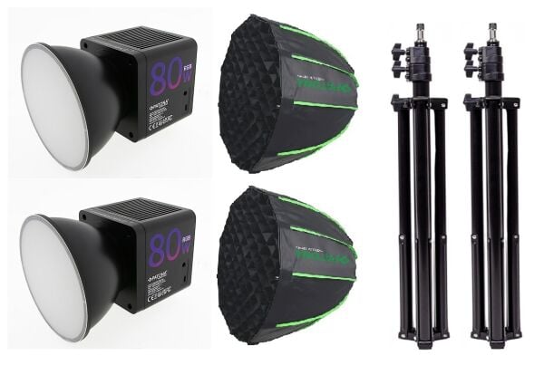 PATONA 4245 SL-80R 80W RGB LED Hızlı Kurulum  60cm Octagon Softbox Video ve Fotoğraf ışığı Çiftli Kit