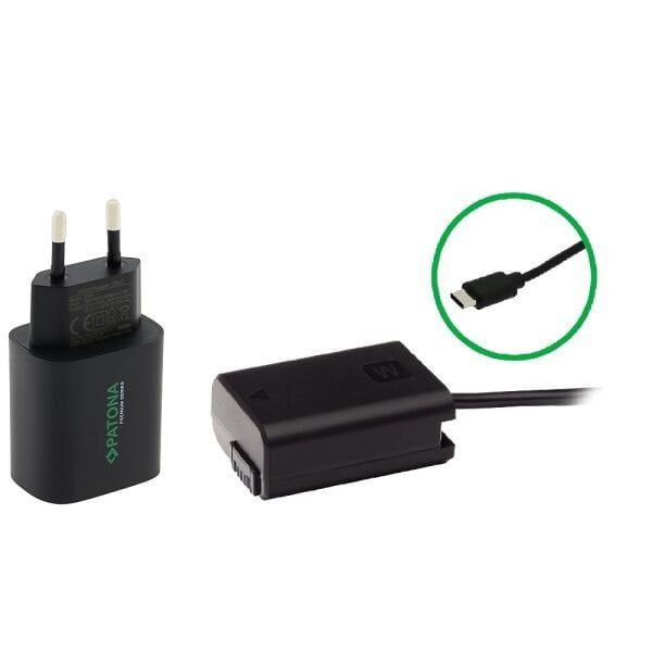 Patona 9413 Sony NP-FW50 İçin  USB-C Girişli Kukla Pil Adaptörü