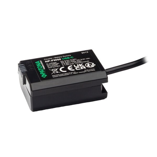 Patona 9413 Sony NP-FW50 İçin  USB-C Girişli Kukla Pil Adaptörü