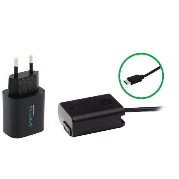 Patona 9413 Sony NP-FW50 İçin  USB-C Girişli Kukla Pil Adaptörü