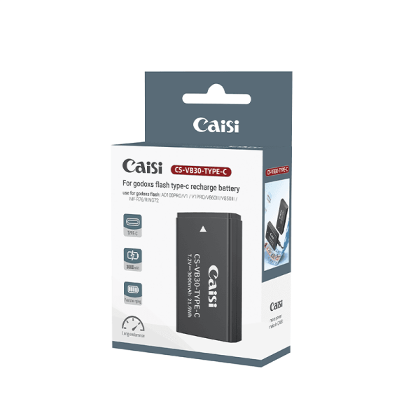 CAİSİ VB30-TYPE-C 3000mAh Godox  AD100Pro V1 V1Pro V860III  V850III Modelleri için