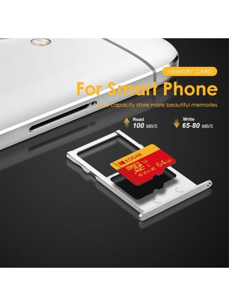 Kodak 64GB UHS-I U3/V30/A1 Red Micro SD + Adaptör