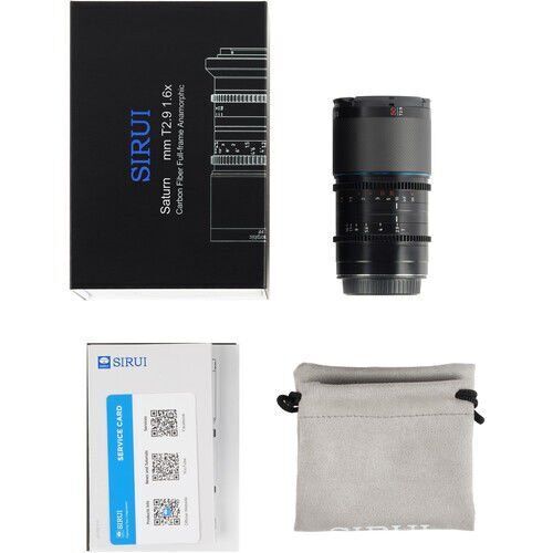 Sirui Saturn 50mm T2.9 1.6x Full-Frame Karbon Fiber Anamorfik Lens (E Mount, Mavi Flare)
