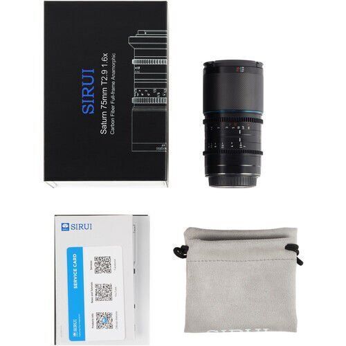 Sirui Saturn 75mm T2.9 1.6x Full-Frame Karbon Fiber Anamorfik Lens (E Mount, Mavi Flare)