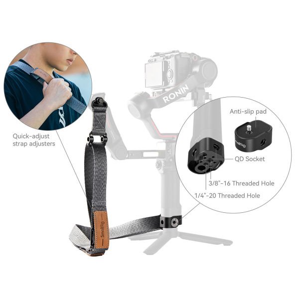 SmallRig 4118B DJI RS 5 / RS 4 / RS 4 Pro / RS 3 / RS 3 Pro / RS 2 için Ağırlık Azaltıcı Omuz Askısı