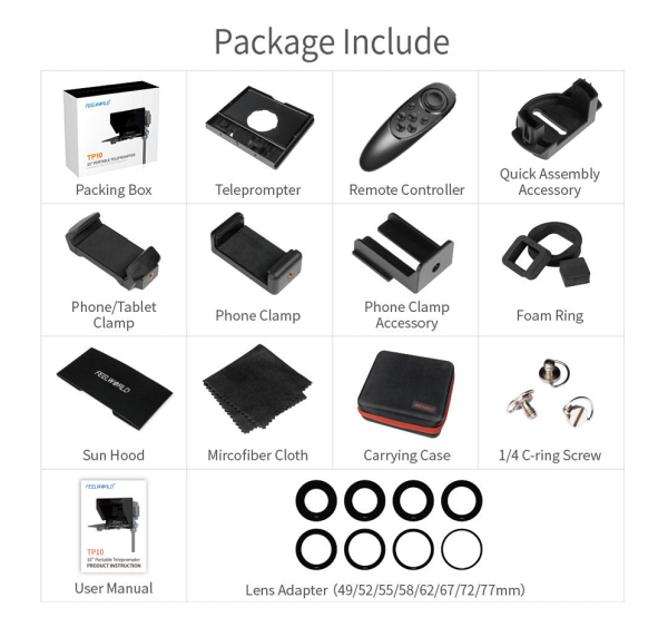 FEELWORLD TP10 Taşınabilir 10 İnç Katlanır Teleprompter